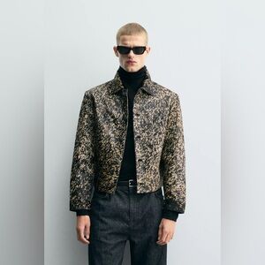 Zara leather animal print fur Stylish Men's Black and Brown Jacket